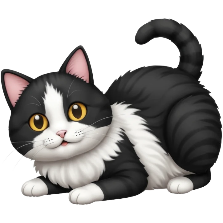 Black and white cat rolling on ground emoji