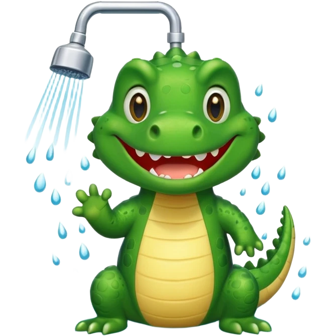 Cute crocodile is showing under the shower like game Where's my water emoji