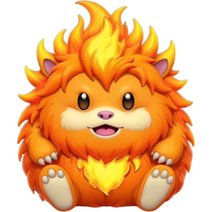 Sleepy cute fluffy flaming monster  emoji