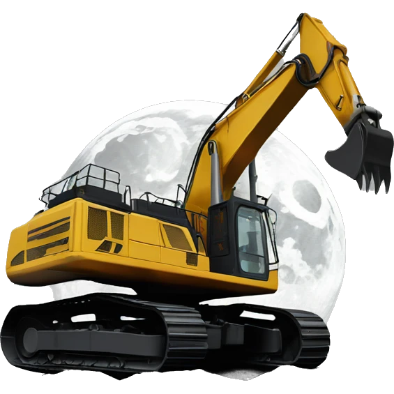 Excavator on the moon  emoji