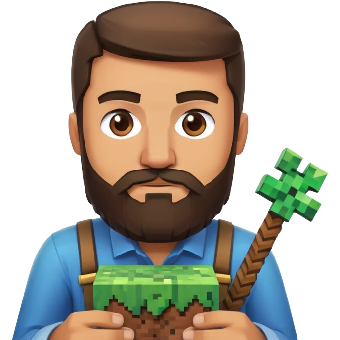 A turkish man with a beard playing minecraft emoji