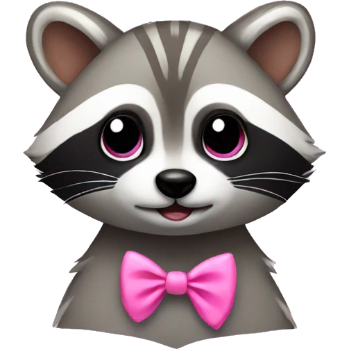 Raccoon with a pink bow emoji