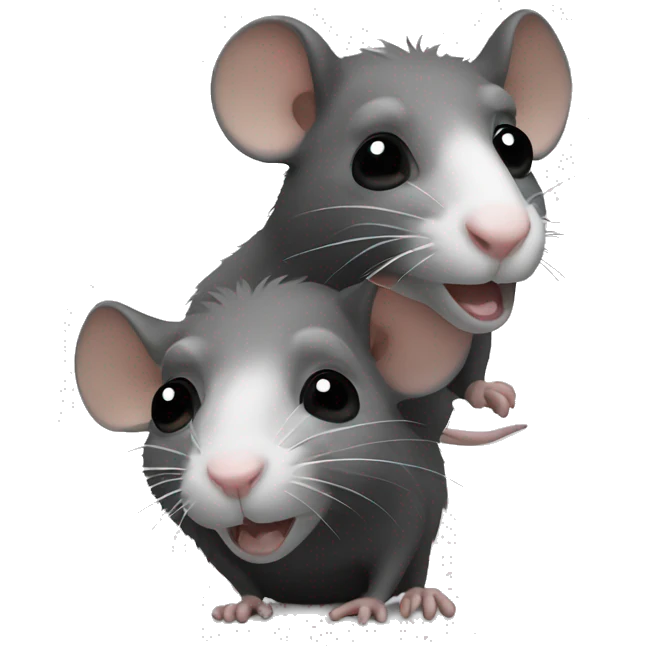 two rats, white and dark gray emoji