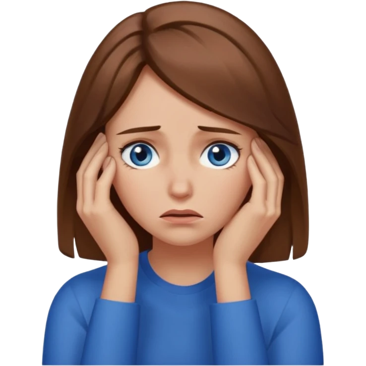 Facepalm woman upset looking down brown hair blue eyes  emoji