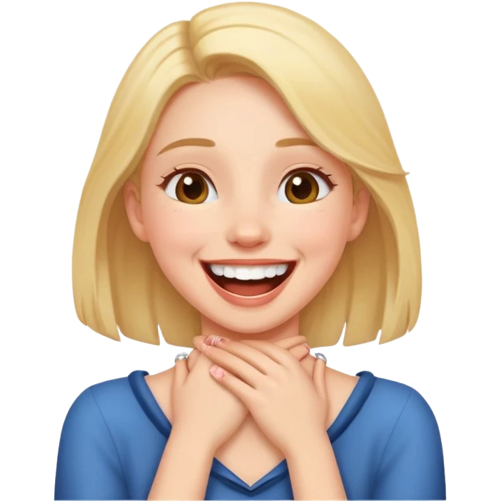 Girl hands around neck laughing  emoji