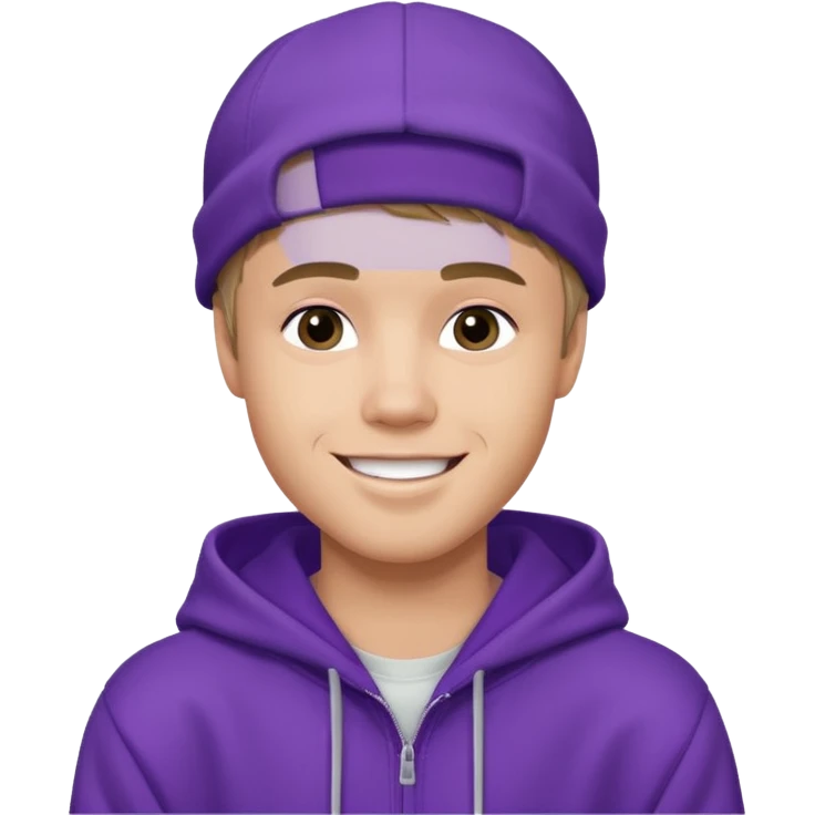 justin bieber, wear purple hoodie emoji
