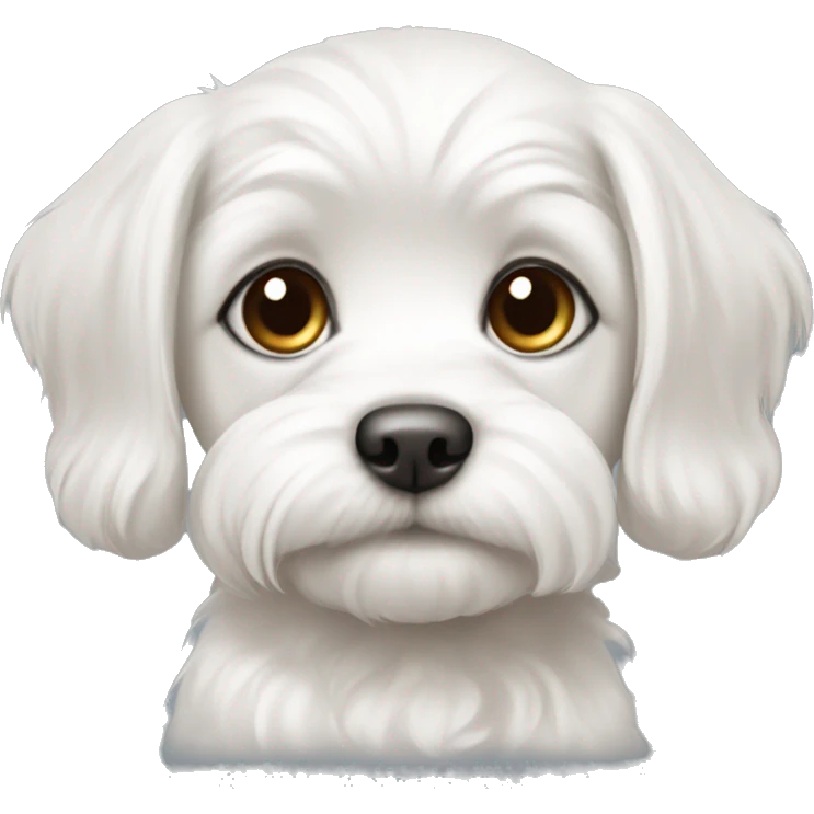 Maltese puppy with long ears and a short-cropped muzzle emoji