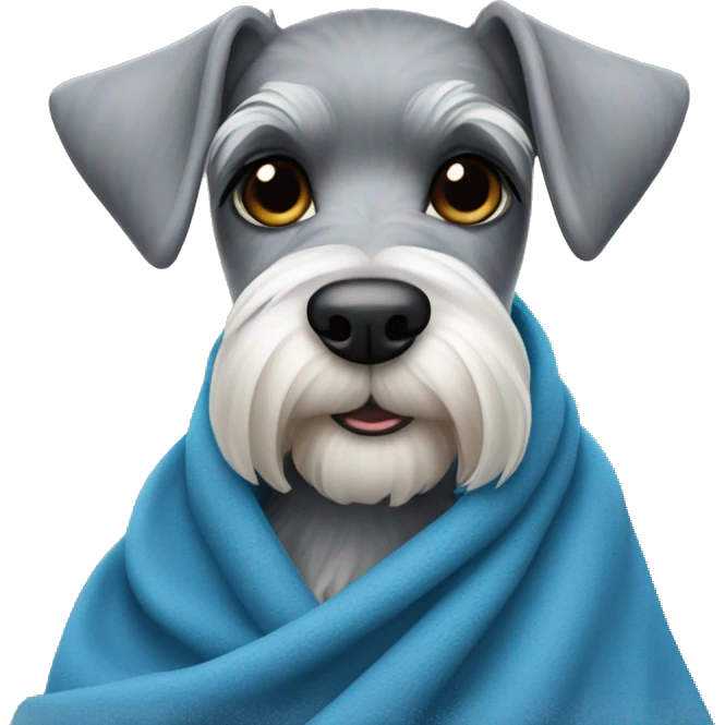 Mini schnauzer in blue blanket  emoji