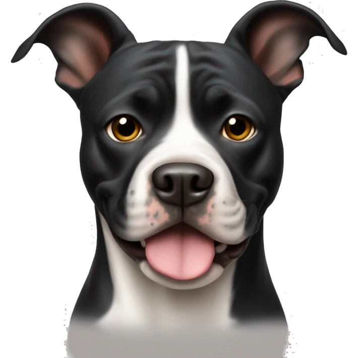 Dog american Stanford and pitbull negro con mancha blanca en el morro emoji