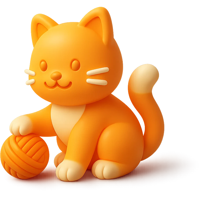 a playful cat with a ball of yarn emoji