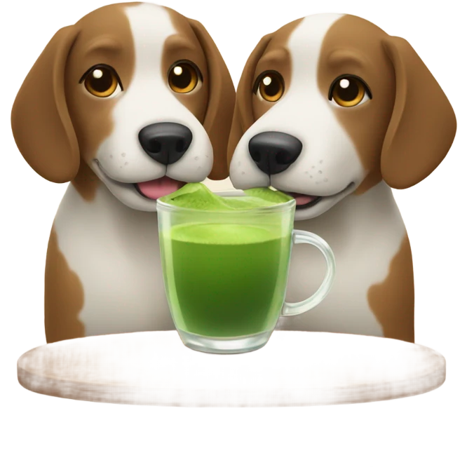 Two dogs drinking matcha emoji