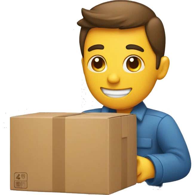 a man packing an item to a box emoji