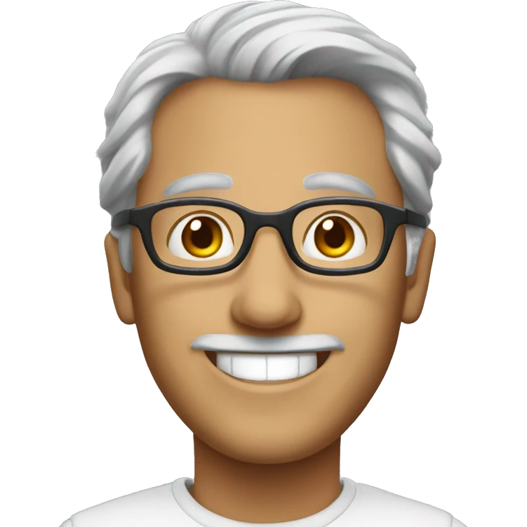 italian guy with gray hair, glasses and nice smile  emoji