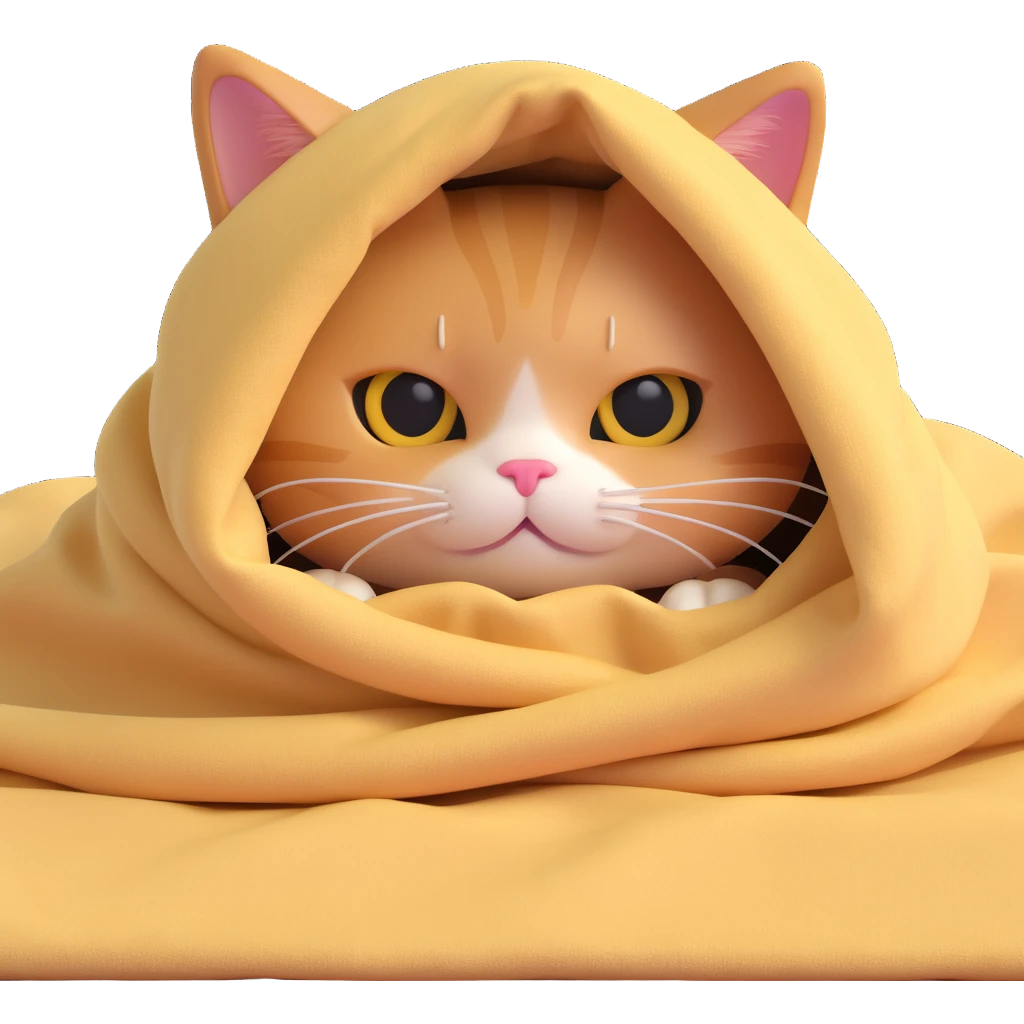 adorable cat hiding under a blanket only eyes visible emoji