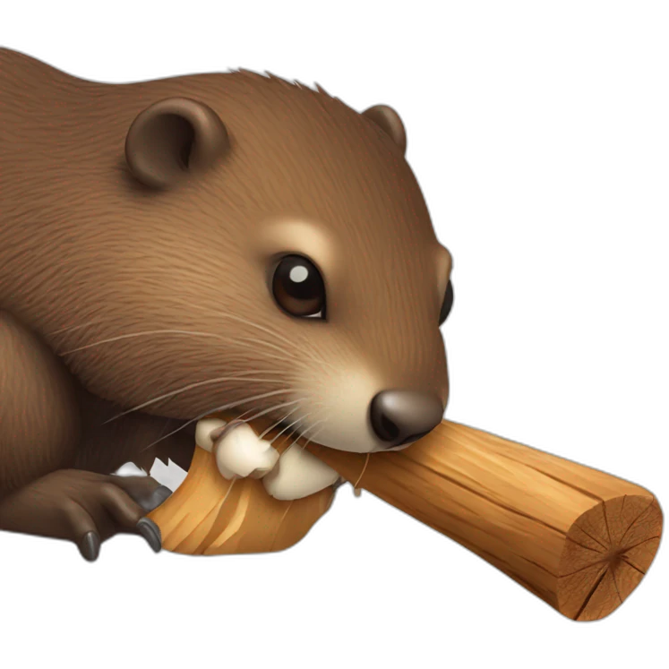 Beaver biting wood emoji