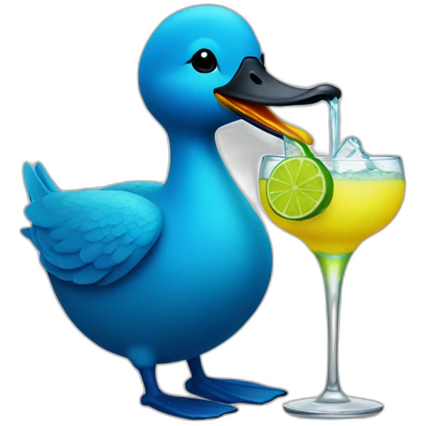 Blue Duck drinking margarita emoji