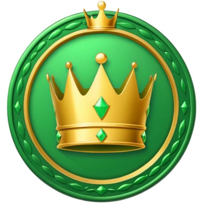 green coin with king crown inside emoji