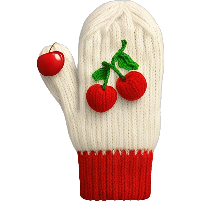 Knitted mittens with cherry design emoji