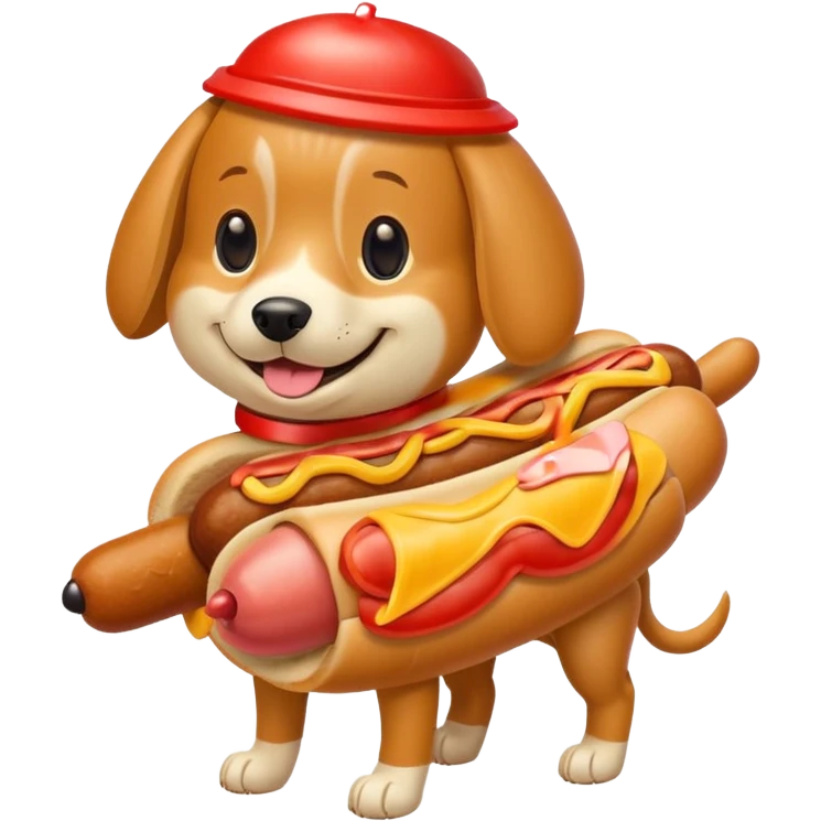 A dog in a hotdog emoji