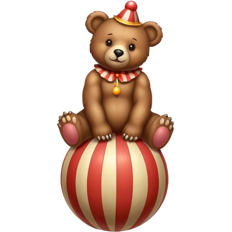 Vintage circus bear standing on striped ball emoji