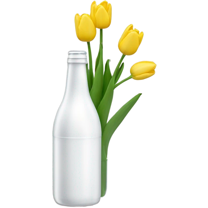 Ramo de tulipanes blancos en una botella de channel n°5 emoji