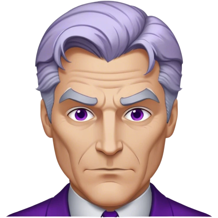 two-face, harvey dent, batman villian, right side of face purple, grey hair emoji