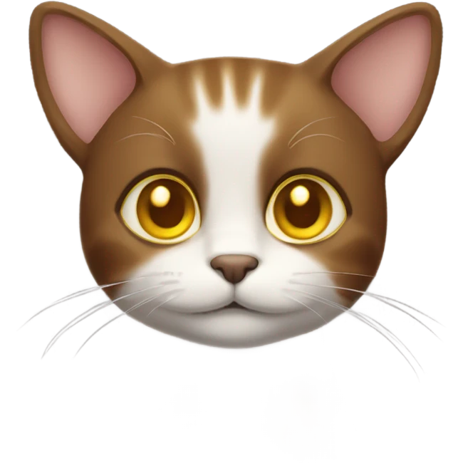 A cute brown cat with yellow eyes and a white neck emoji