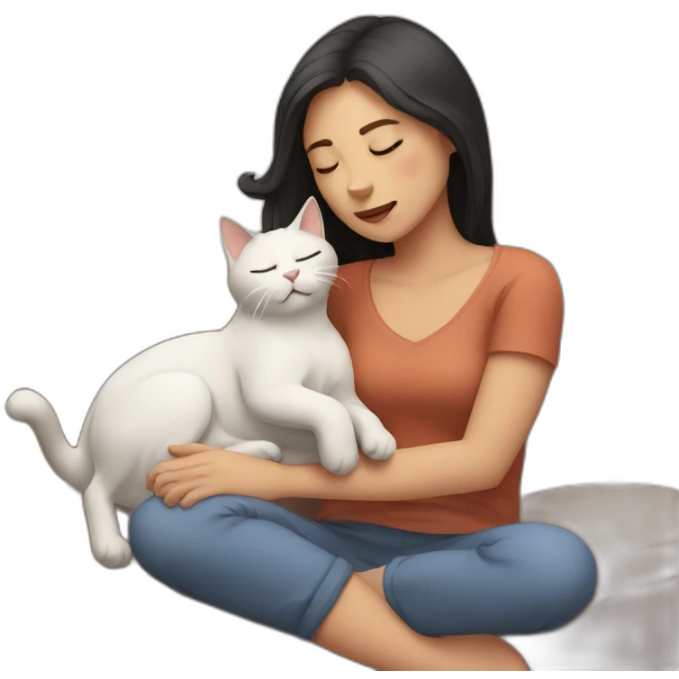 tired woman loving cat emoji