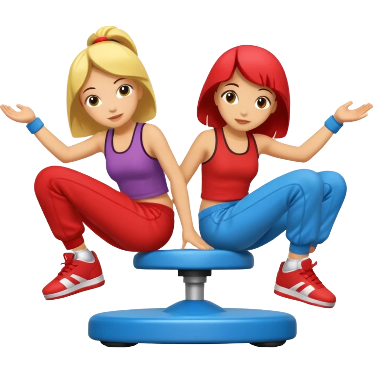 2 girls sitting in breakdance ride of fair  emoji