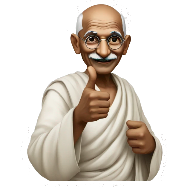 Mahatma Gandhi showing thumbs up emoji