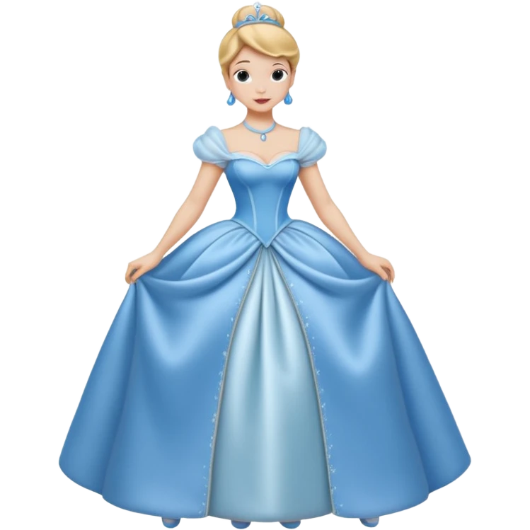 Princesa cinderella Disney com vestido grande e cheio com um coque e corpo inteiro emoji