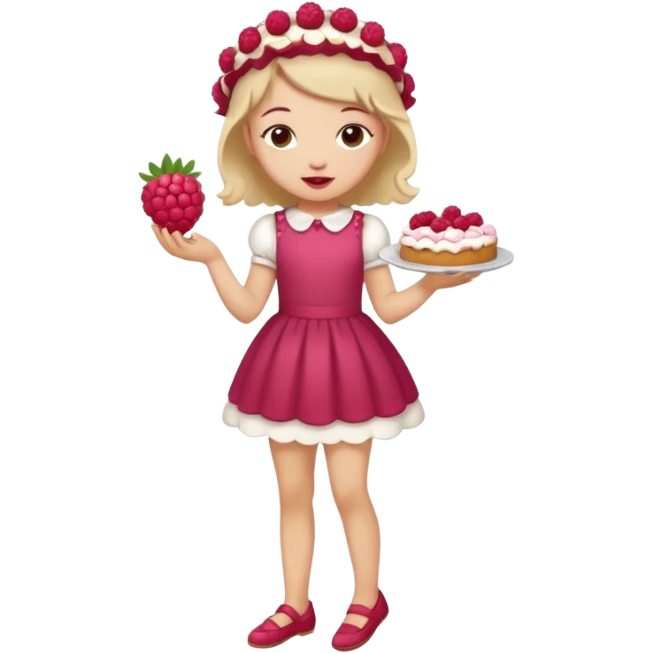Raspberry torte human full body and legs girl with a raspberry barrette on her head emoji