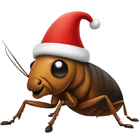 A roach wearing a Santa hat  emoji