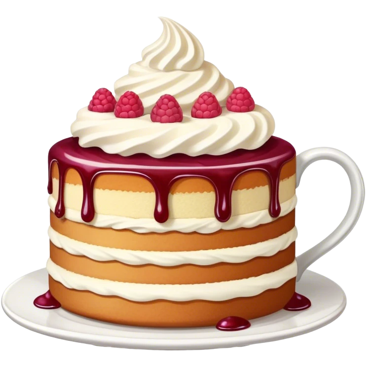 Victoria cake with hot chocolate emoji
