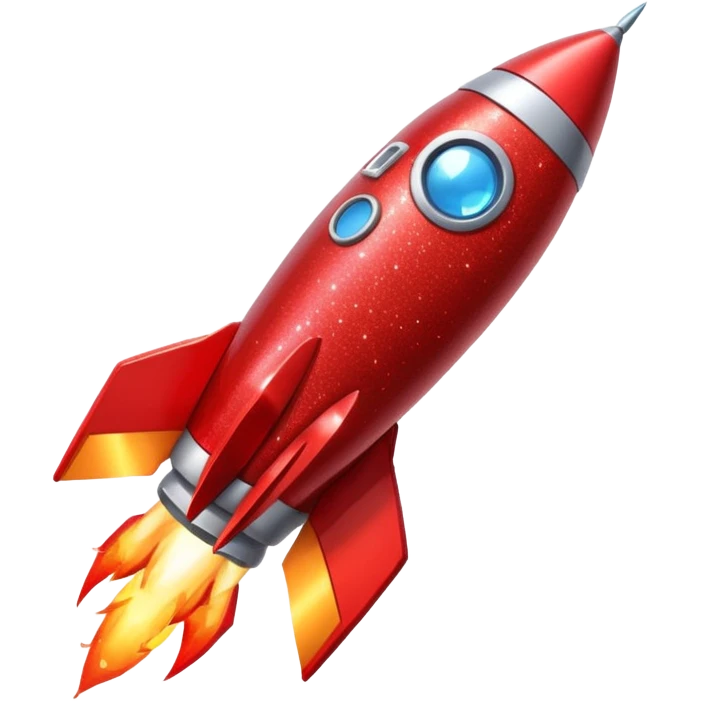 red glitter rocket  emoji