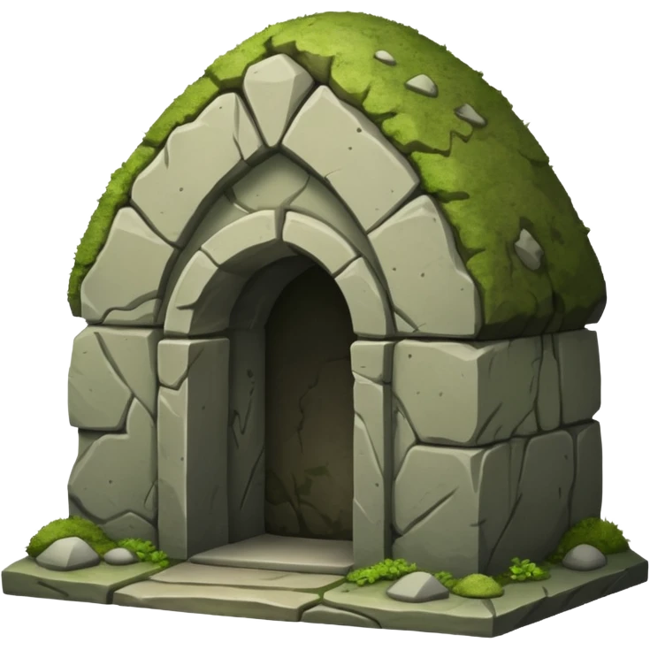 A boulder sealing the entrance to a tomb emoji
