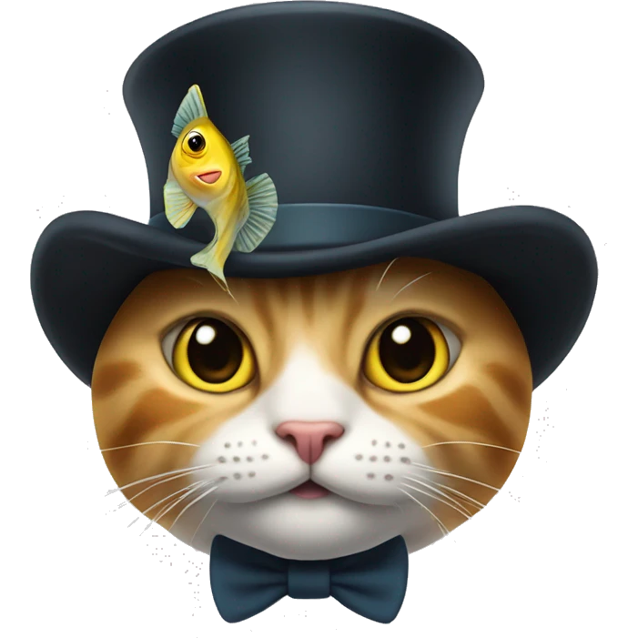 cat wich tophat and fish face emoji