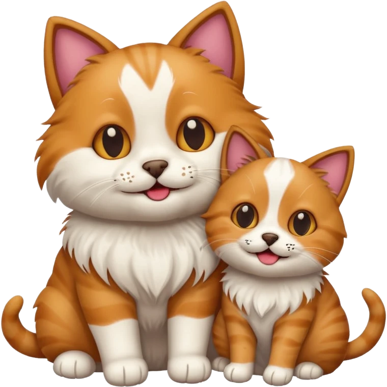 Cat and dog together as friends emoji