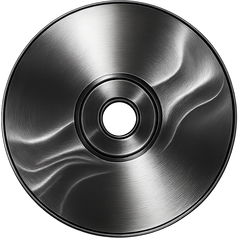A minimalist CD disc with wave pattern, glowing effect, blue color. emoji