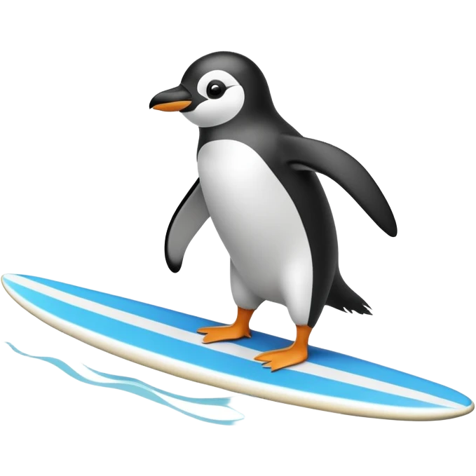 Penguin on a surf board emoji