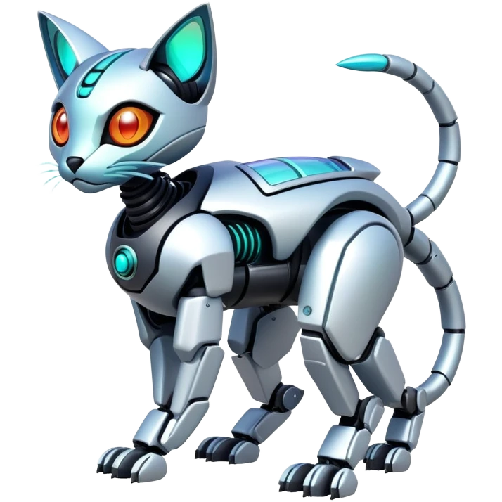  exotic tropical iridescent cyber-Protogen-Fakémon-Pokémon-Vernid-robot-feline-creature emoji