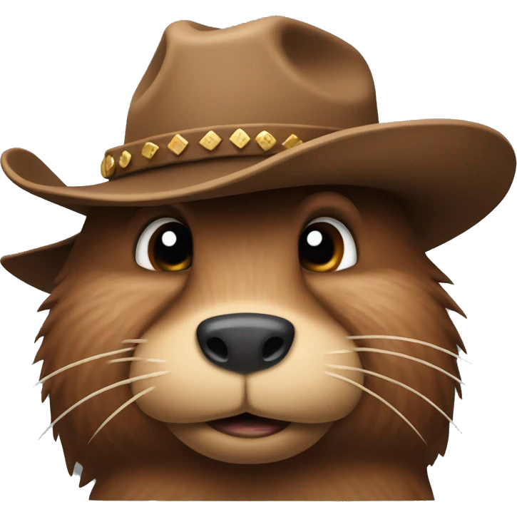 Unamused beaver wearing a cowboy hat emoji
