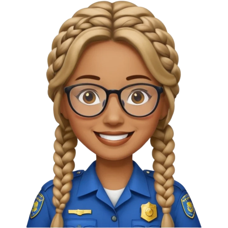 happy woman police with braided hair wearing glasses emoji