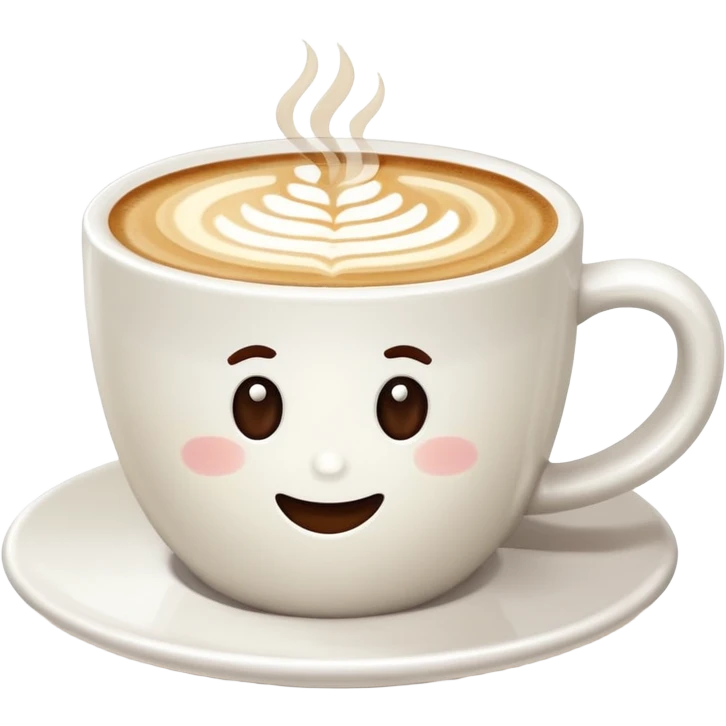 a flat white coffee without a face in a clean white coffee mug witout anyhing on it. there is latte art in the coffee emoji