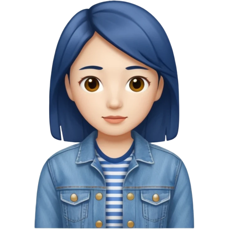 Teresa Li in blue and white striped shirt and denim jacket  emoji