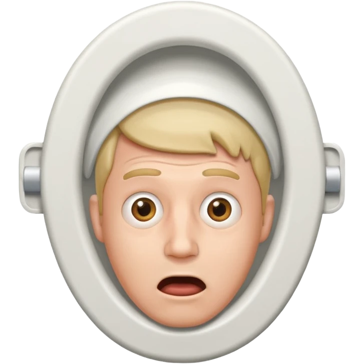 toilet with a man's head and a surprised expression emoji