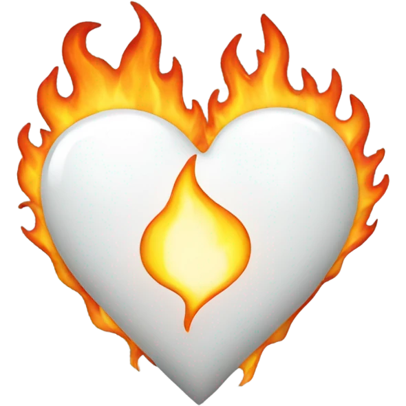 Heart and fire white emoji