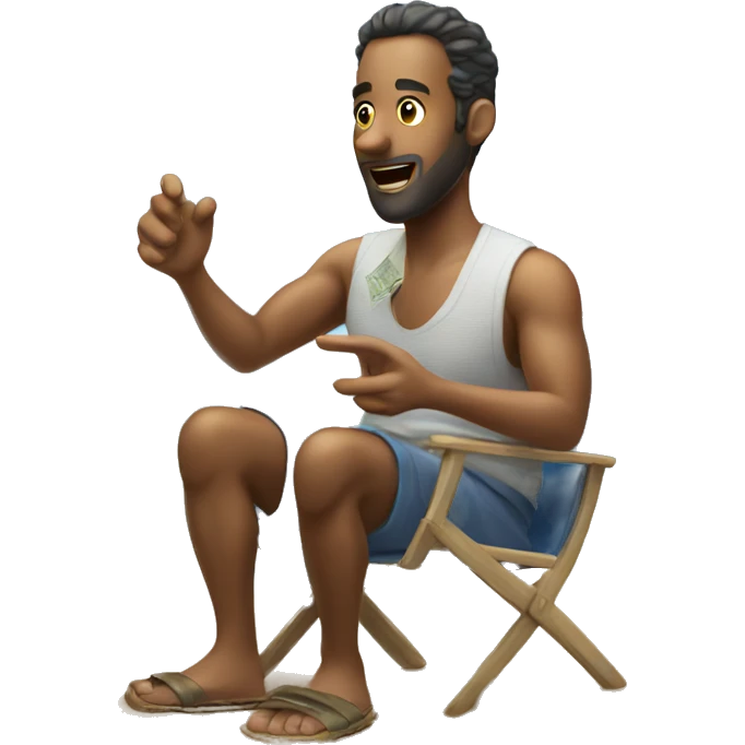Spanish man counting dollars on the beach in Puerto Rico emoji