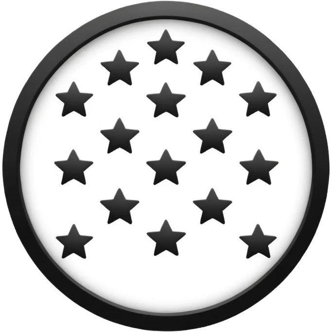 Can u make a emoji with 15 stars in a circle no face no nothin just lines and nothing in the middle and the stars have nothing it in too just lines black and white no face  emoji
