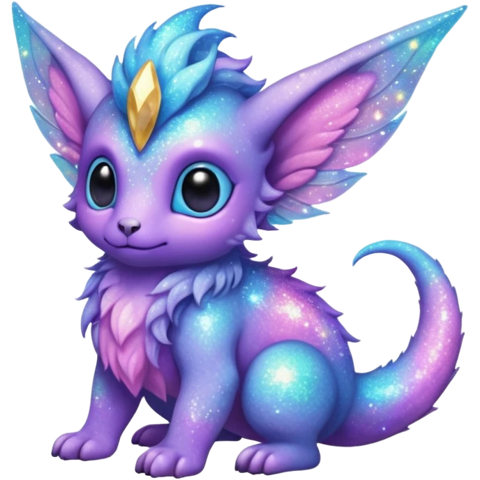 Pastel nebula furry realistic glittery Randomly-faerie-drake-colored sparkly exotic Fakémon-creature emoji